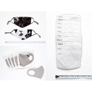 NEW LOT 2 Geometric Reusable/Washable Face Mask + Carbon Filters